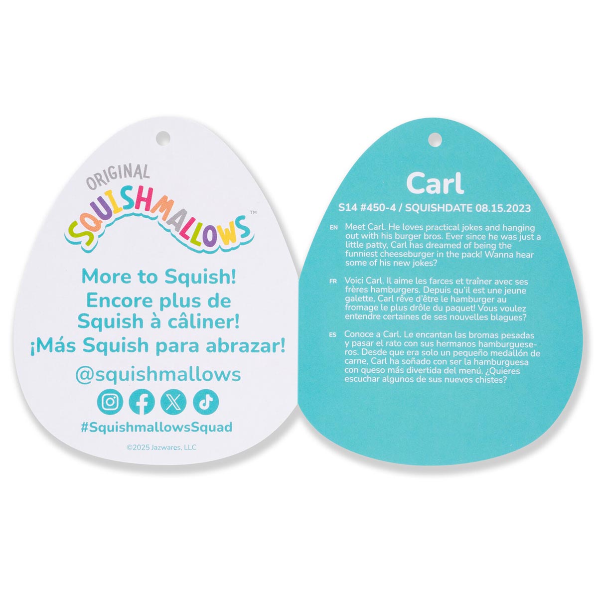 Squishmallows - Squishmallows 14" Carl the Cheeseburger with Red and Blue Star Headband | Jazwares