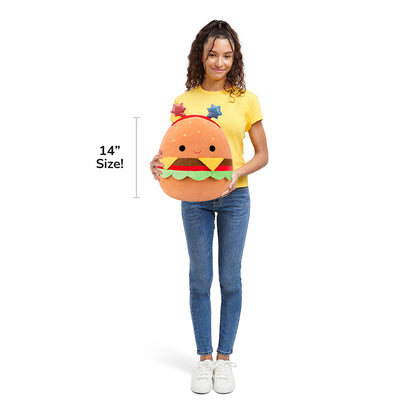 Squishmallows - Squishmallows 14" Carl the Cheeseburger with Red and Blue Star Headband | Jazwares