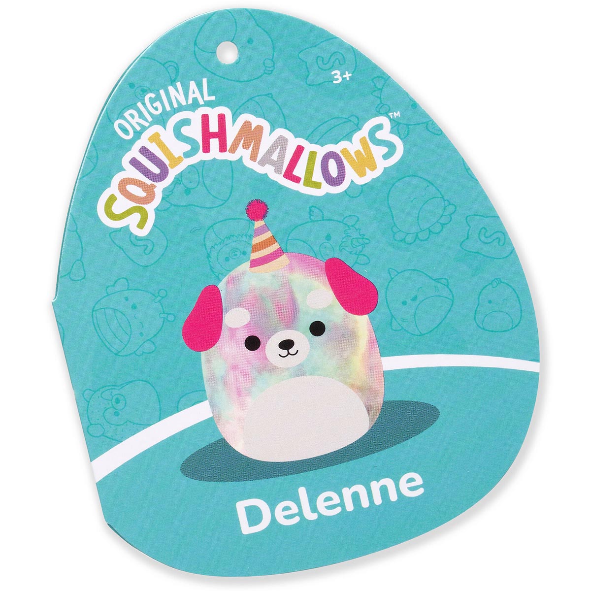 Squishmallows - Squishmallows 12" Delenne the Rainbow Tie-Dye Dog With Party Hat | Jazwares