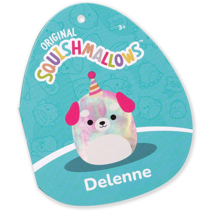 Squishmallows - Squishmallows 12" Delenne the Rainbow Tie-Dye Dog With Party Hat | Jazwares