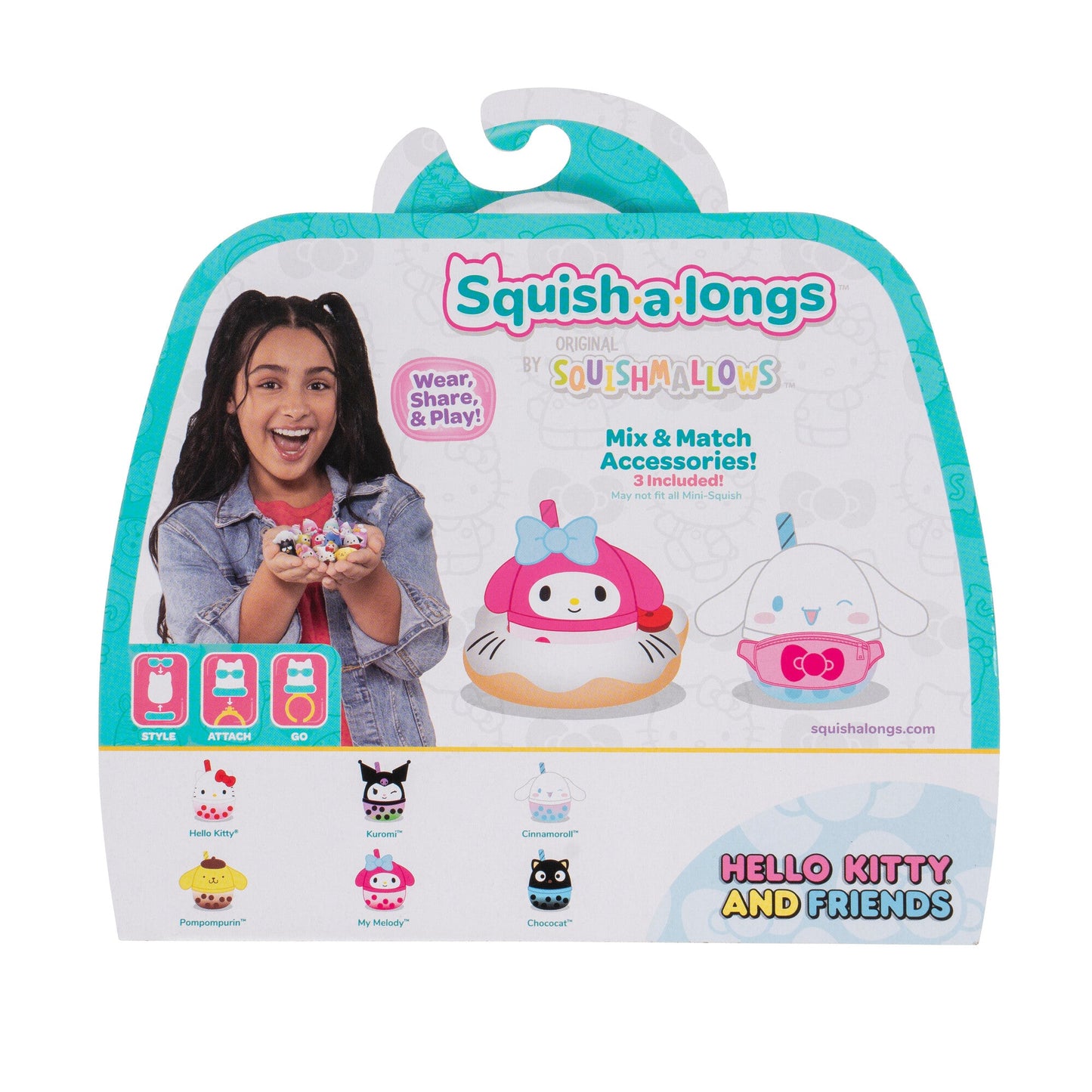 Squishmallows - Squish-a-longs Hello Kitty and Friends Boba 6-Pack | Jazwares