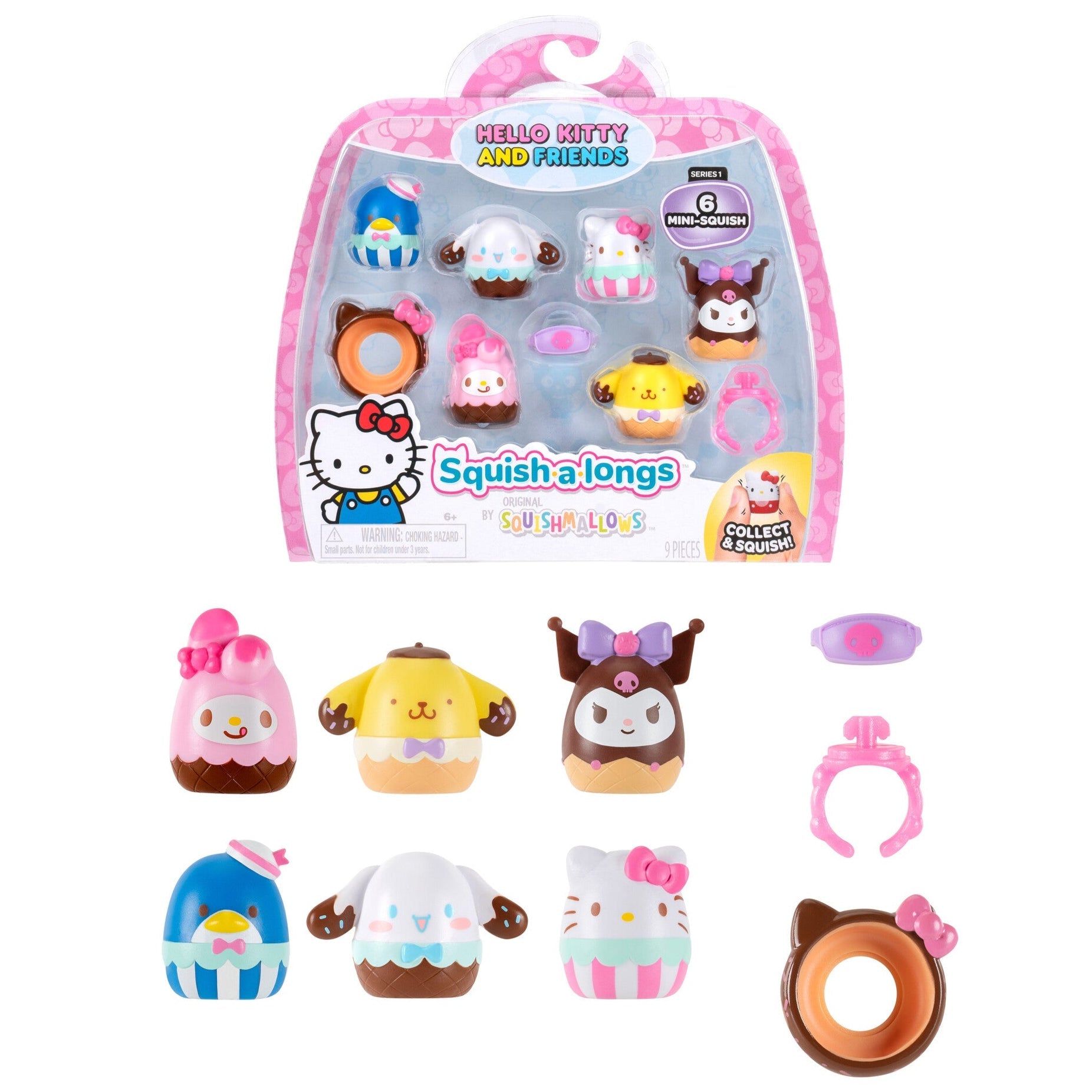 Squishmallows - Squish-a-longs Hello Kitty and Friends Ice Cream 6-Pack | Jazwares