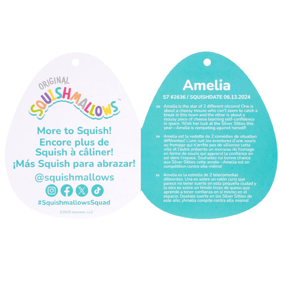 Squishmallows - Squishmallows 8" Amelia the Yellow Cheese Mouse | Jazwares
