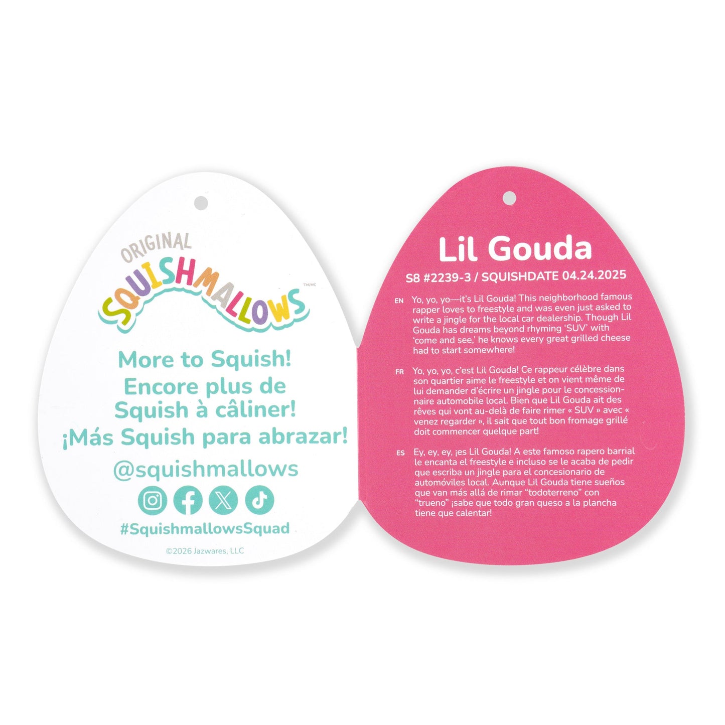 Squishmallows - Squishmallows 8" Lil Gouda the Grilled Cheese with Heart Headband | Jazwares