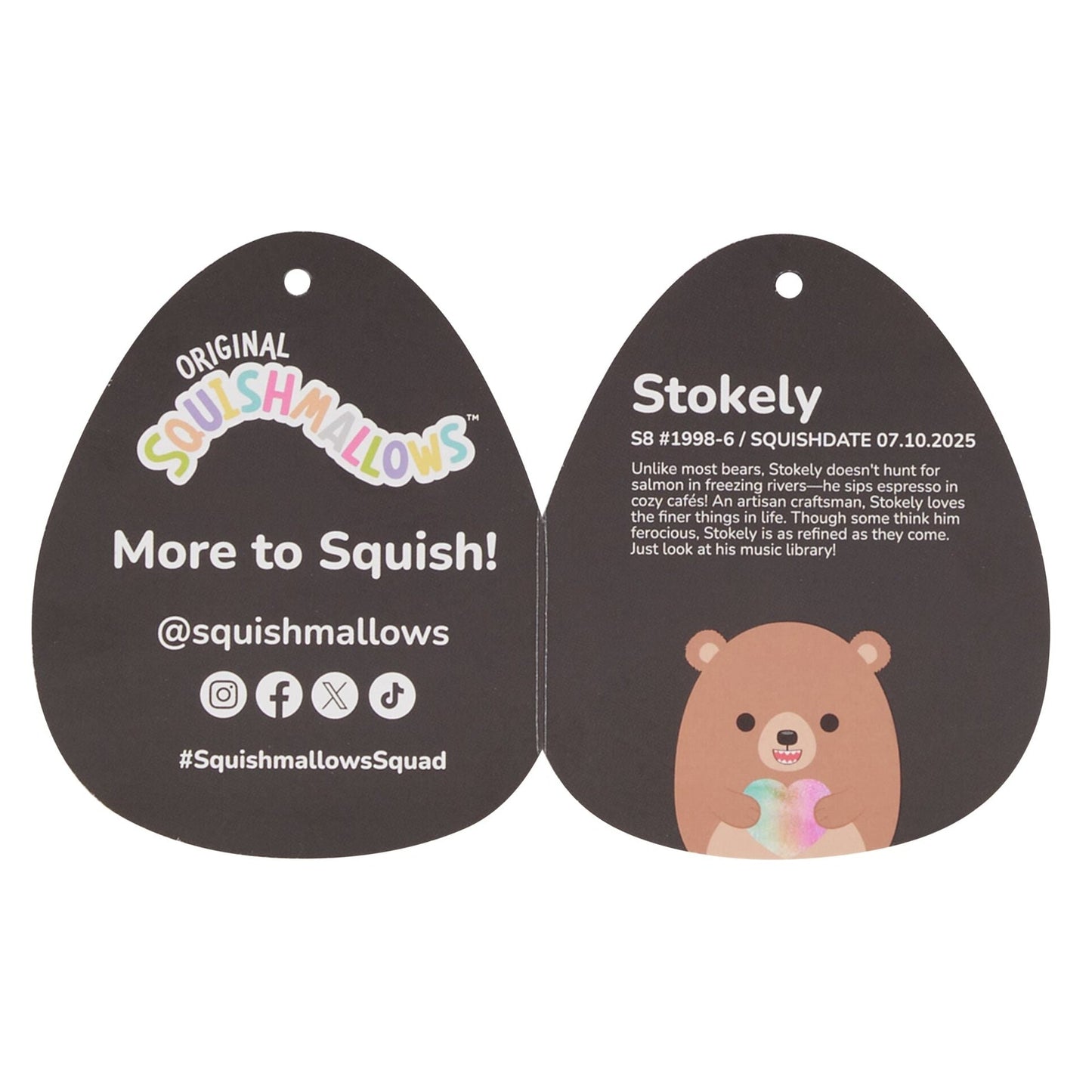 Squishmallows - Squishmallows 8" Stokely the Brown Kodiak Bear Holding a Heart | Jazwares