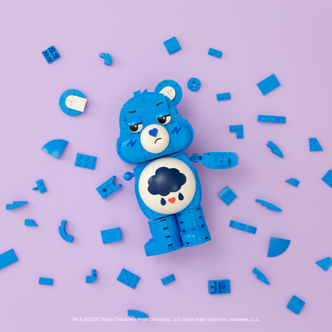 Squishmallows - Care Bears Grumpy Bear Building Set - 7-Inch Buildable Articulated Fig