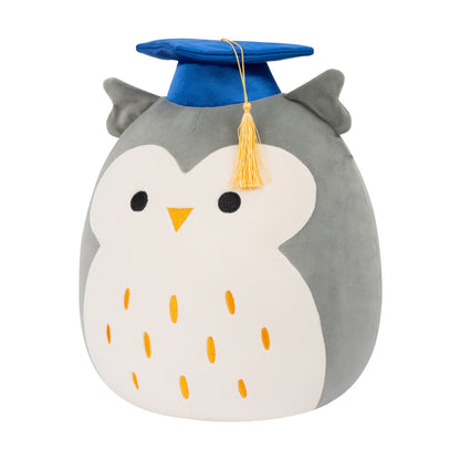 Squishmallows - Squishmallows 12" Hoot the Grey Owl with Blue Graduation Cap | Jazwares