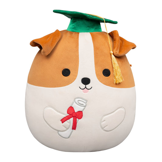 Squishmallows - Squishmallows 12" Brenden the Jack Russell Terrier with Green Graduation | Jazwares