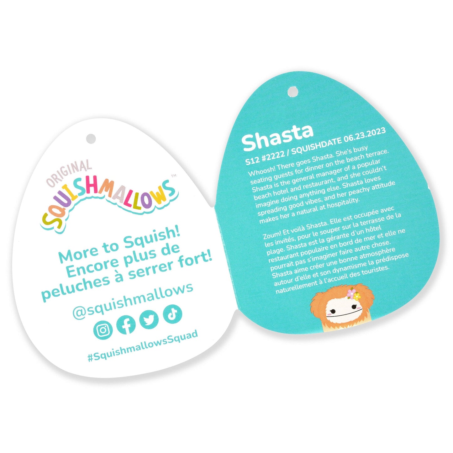 Squishmallows - Squishmallows 12" Shasta the Peach Bigfoot with Tropical Flower | Jazwares