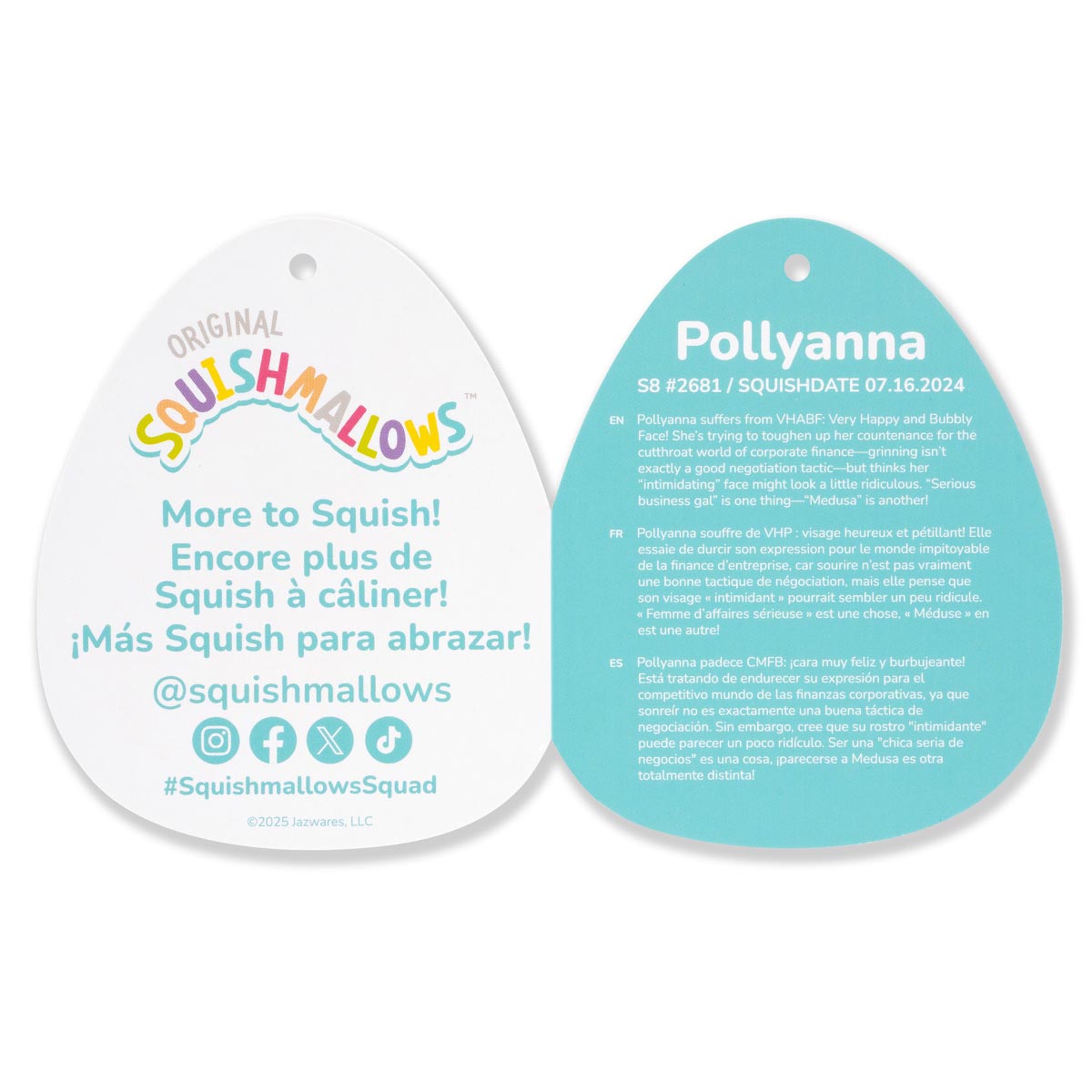 Squishmallows - Squishmallows 8" Pollyanna the Black and Pink Cow | Jazwares